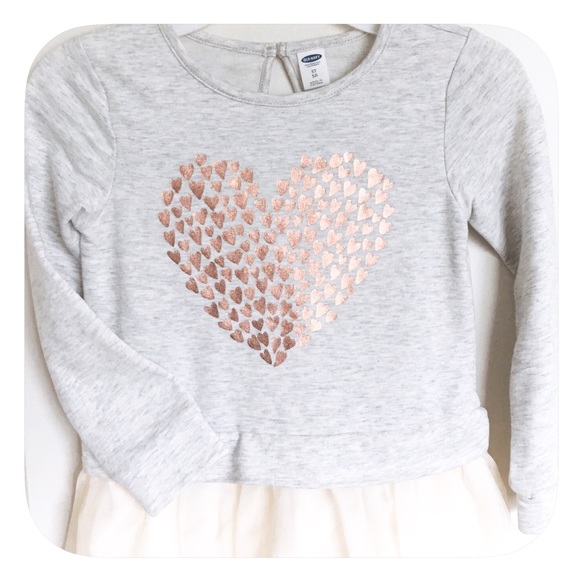 💗Girls Sparkly Heart Long Sleeve Dress - Picture 2 of 4